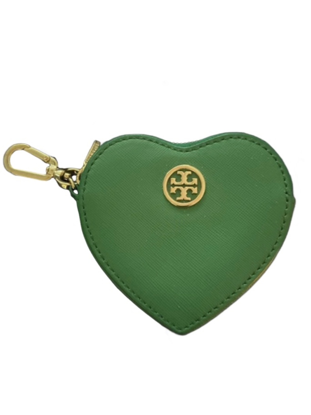 Tory Burch Green Heart Zip Coin Pouch NWOT